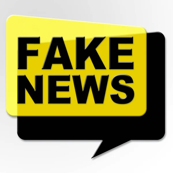 Illustrazione gialla della bolla 3d di discorso di notizie false — Foto Stock