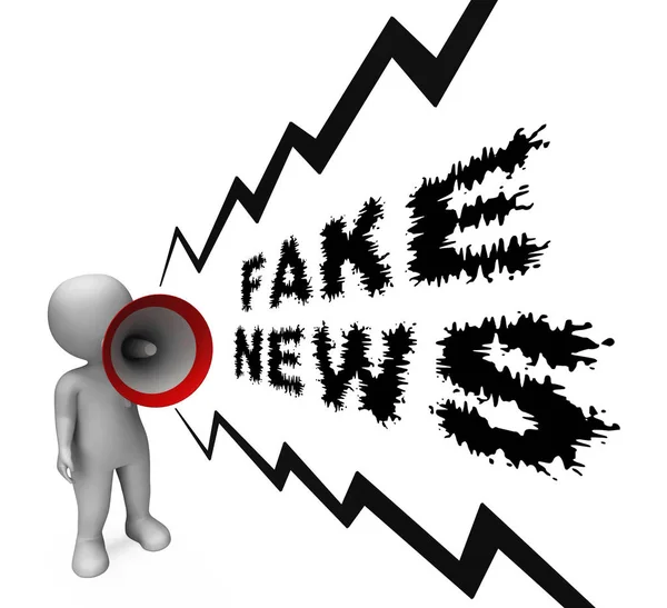 Notícias falsas Megafone significa desinformação ilustração 3d — Fotografia de Stock