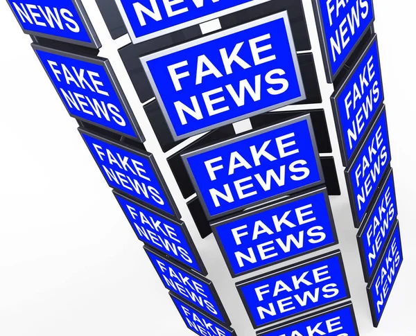 Fake News Pantallas de televisión significa engañosa ilustración 3d —  Fotos de Stock