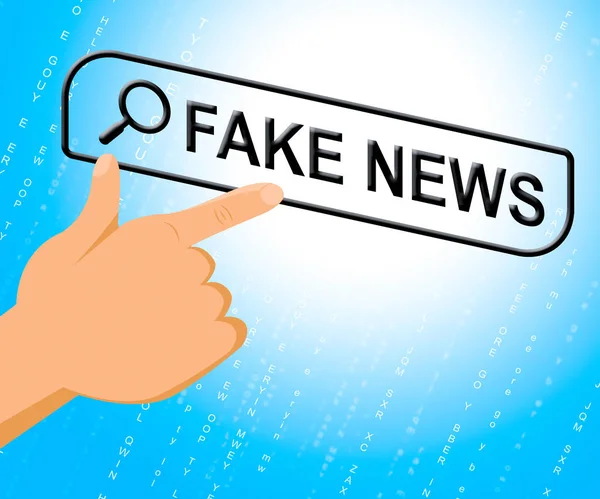 Fake News Computersuche bedeutet unwahre 3D-Illustration — Stockfoto