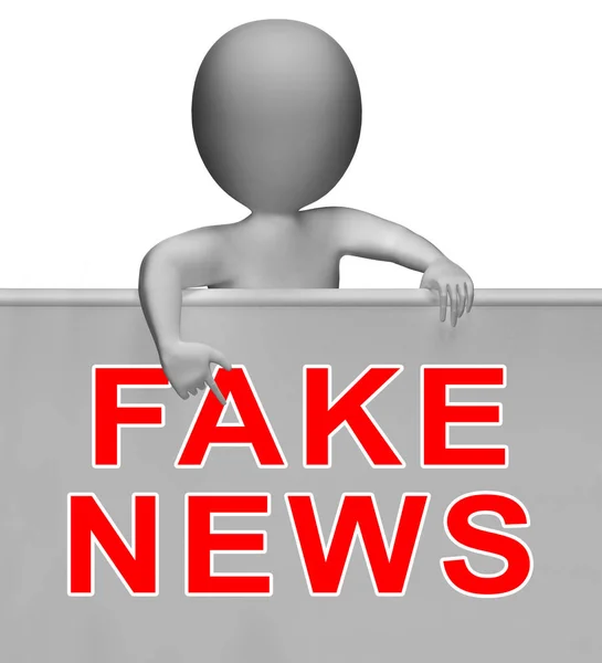 Homem apontando para falsa notícia 3d ilustração — Fotografia de Stock
