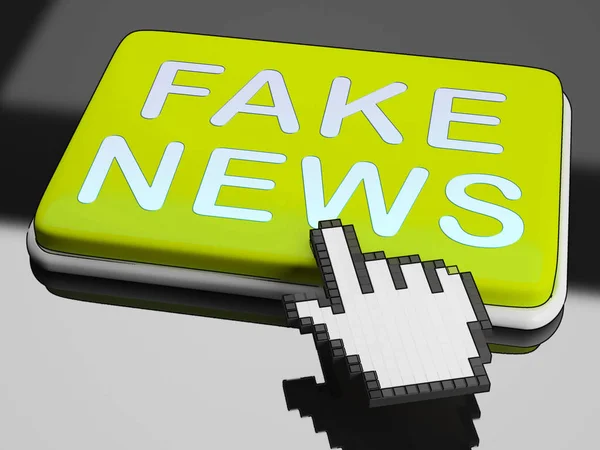 Fake News näppäimistö avain keltainen 3d kuvitus — kuvapankkivalokuva