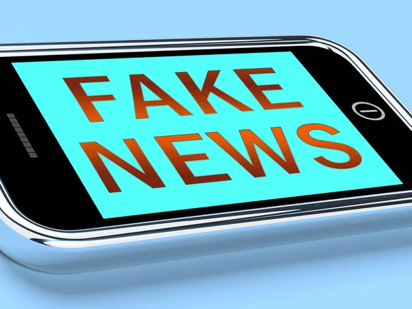 가짜 뉴스 단어 스마트 전화 3d 그림 — 스톡 사진