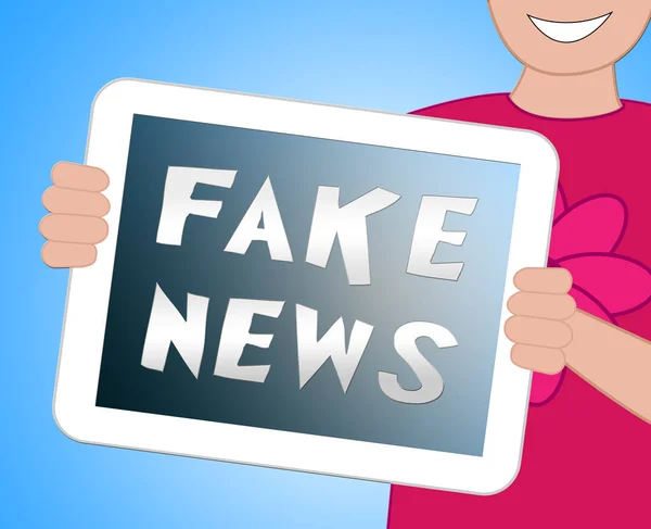 Fake News Tablet Computer Wörter 3D Illustration — Stockfoto
