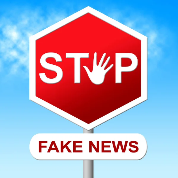 Stoppt die Fake News Straßenschild 3d Illustration — Stockfoto