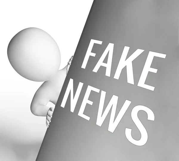 Personaje de noticias falsas y mensaje 3d ilustración — Foto de Stock