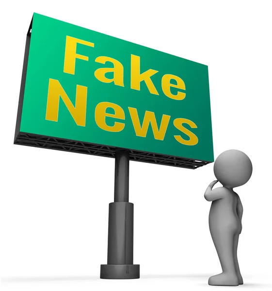 Fake News Sign Means Misleading Information 3d Illustration — Stock Photo, Image