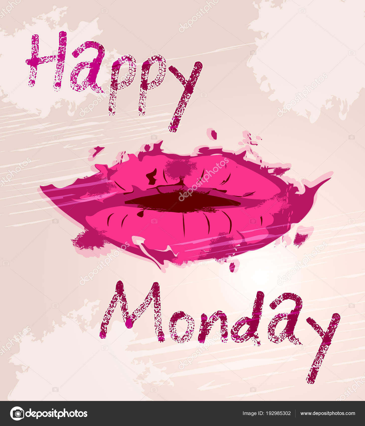 Happy Monday Motivation Quote And Lips 3d Illustration Stock