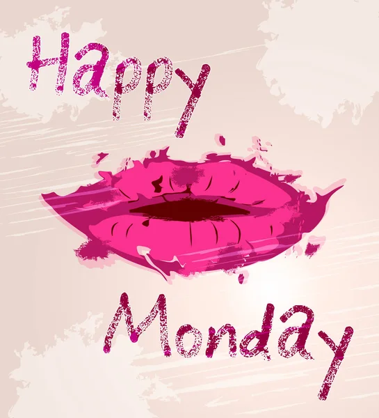 Motivación del lunes feliz - Cotización y labios - Ilustración 3d — Foto de Stock