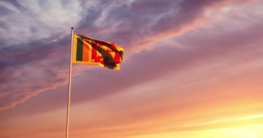 Sri Lanka bayrağı dalgalanması Sri Lanka Demokratik Sosyalist Cumhuriyeti 'ni gösteriyor. Ulusal bir bağımsızlık ve vatanseverlik sembolü - 4k