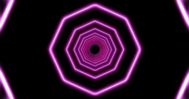 Neon tüneli ya da soyut çizgilerin parıldayan yolu. Sanal soyutlama bir siber otoyol gibi hareket ve ışık efektleri gösterir - 4K