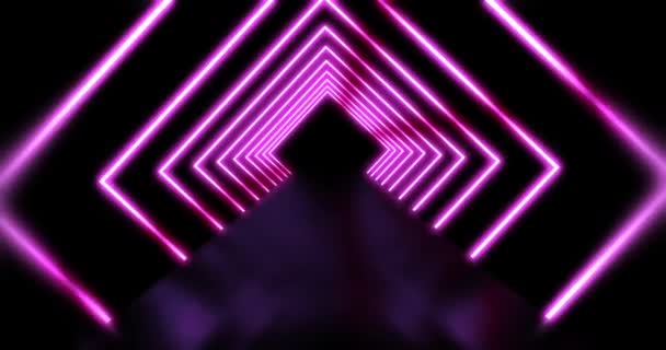 Neon Lights Square Futuristic Abstract Pattern Infinity Beams Showing Colourful — Stock Video