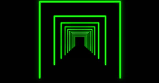 Rayons lumineux du tunnel néon en utilisant des rayons de lumière dans un modèle. Effet de lumière à l'aide de lignes lumineuses montrent voie Infinity - 4k 