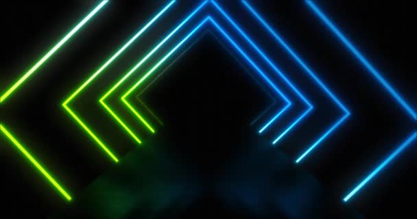 Chemin Néon Montre Couloir Laser Rétro Effet Virtuel Passage Lumineux — Video