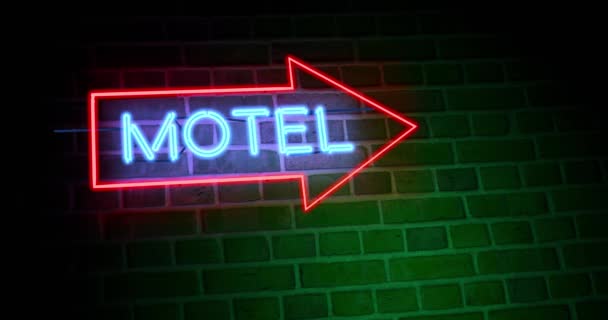 Neon Motel Segno Significa Motore Lodge Disponibile Alloggio Camera Vacanza — Video Stock