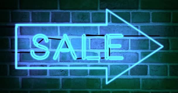 Neon Segno Vendita Mostra Offerta Sconto Promozione Prodotti Riduzioni Delle — Video Stock