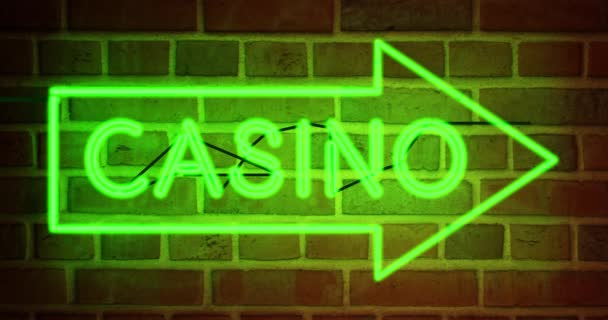 Neon Casino Segno Con Testo Incandescente Las Vegas Nevada Club — Video Stock