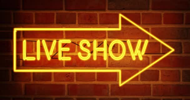 Live Show Sign Neon Text Nightclub Shows Event Clube Jazz — Vídeo de Stock