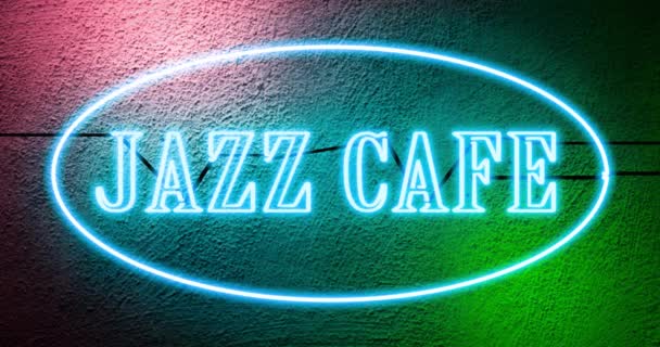 Sinal Jazz Cafe Entrada Para Entretenimento Bar Musical Sinalização Néon — Vídeo de Stock