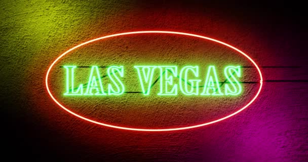 Las Vegas Neon Segno Fuori Casinò Gioco Azzardo Turismo America — Video Stock