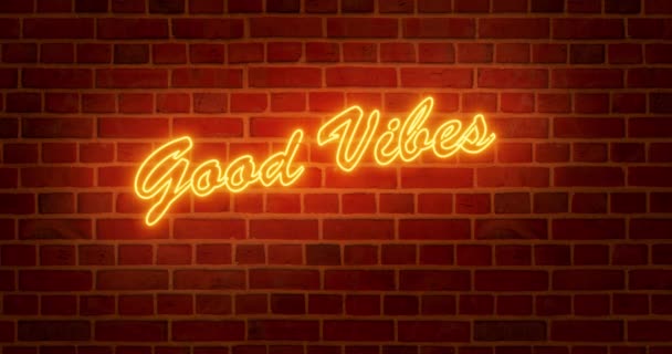 Dobré Vibrace Neon Znamení Znamená Pozitivní Šťastný Životní Styl Mysl — Stock video
