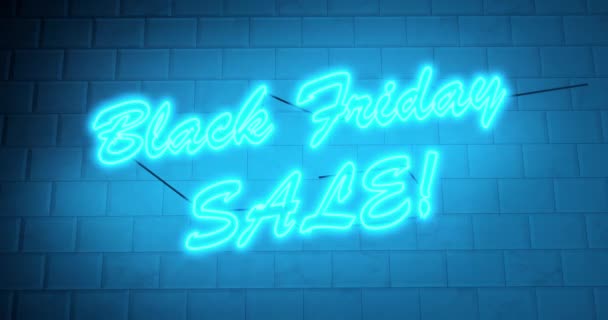 ブラックフライデーの売上記号は 割引や節約のためのネオン広告です プロモーションや特別な購入のためのカラフルな輝くレトログラフィック — ストック動画