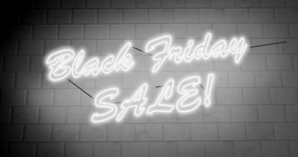 Black Friday Sales Sign Neon Advertisement Discounts Savings Colorful Glowing — Stock Video