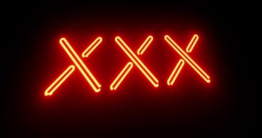Neon seks tabelası, gece kulübü ya da masaj için aydınlatılmış bir reklam. Parlak mesaj ya da aşk için floresan işareti - 4K