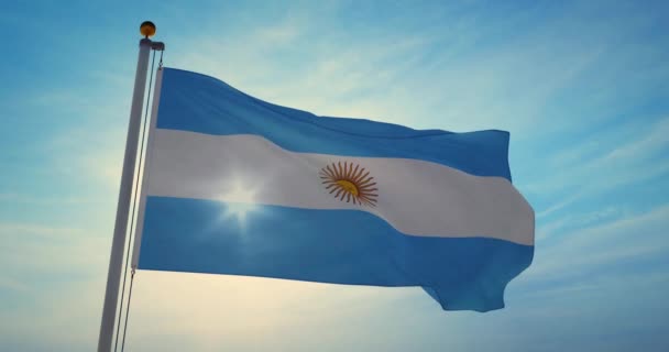 Bandeira Argentina Acenando Bandeira Nacional Emblema Para Povo Argentino Cadete — Vídeo de Stock