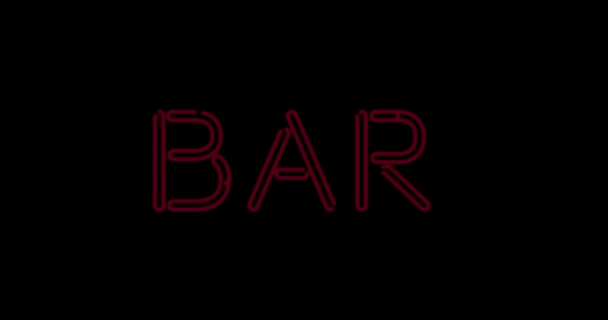 Insegna Neon Bar Fuori Pub Saloon Taverna Grafica Colorata Bevande — Video Stock