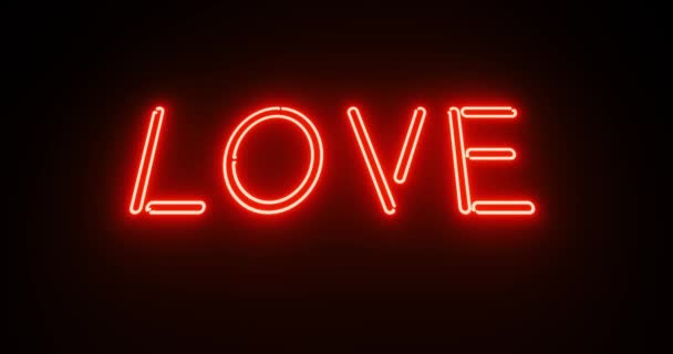 ナイトクラブやマッサージのための照明広告としてネオンの愛のサイン バレンタインのためのテキストメッセージや蛍光標識を光る — ストック動画