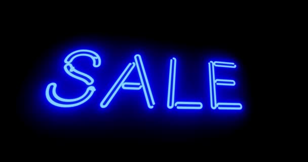 Neon Sale Sign Shows Discounts Offers Promotions Products Bargain Reductions — Stock Video