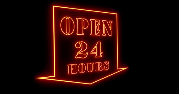 开放24小时标志显示业务可用和支持 任何时间的商业求助台广告意味着任何时间的帮助 — 图库视频影像