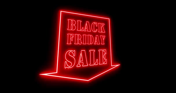 黑色星期五的销售标志是霓虹灯广告的折扣和节省 为促销和特价购买而设计的五彩缤纷的复古图形 — 图库视频影像