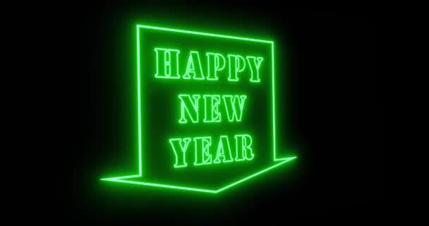 Happy New Year Sign Neon Celebrate Festive Party Occasion Illuminated — Stock Video