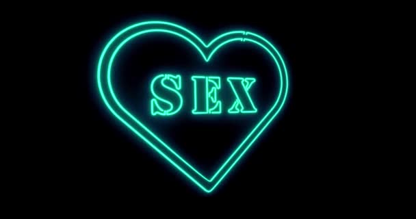 霓虹灯的性感标志 作为夜总会或按摩的照明广告 情色性感的信息或爱情的荧光信号 — 图库视频影像