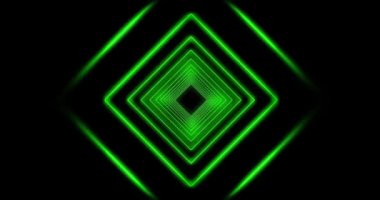 Neon moda tasarım tünelden geçen parlayan bir yol. Fütüristik ışık enerjisi lazer görüntüleme veya aydınlatma deseni - 4k