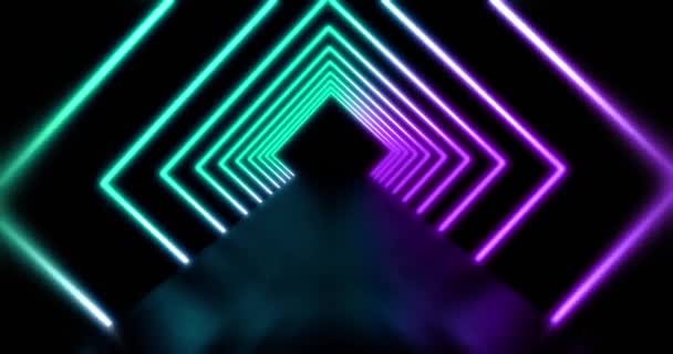 Неонові Світлові Шляхи Абстрактний Візерунок Представляє Футуристичні Технології Геометричний Ретро — стокове відео