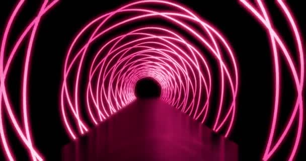Neonový Koncept Zářící Cesty Nebo Tunelu Futuristickými Zářícími Světly Virtuální — Stock video