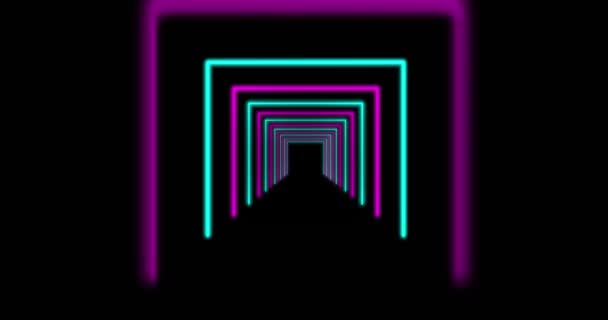 Chemin lumineux design tendance néon passant par le tunnel. Affichage laser futuriste à énergie lumineuse ou motif éclairé - 4k 