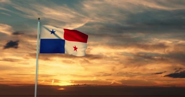 Drapeau Panaméen Agitant Représente Symbole National Panama Montrant Une Célébration — Video