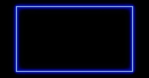 Blauer Neon Rand Mit Abstrakt Leuchtendem Licht Bildet Rahmen Eine — Stockvideo