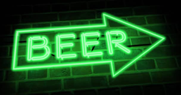 ネオンビールの看板はナイトクラブ パブを示しています カフェやレストランの醸造所の看板 — ストック動画