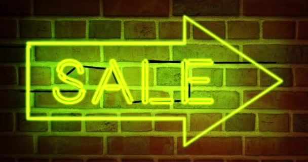 Neon Sale Sign Heeft Korting Aanbiedingen Promoties Voor Producten Diensten — Stockvideo