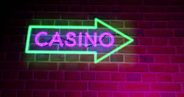 Neon Casino Teken Met Verlichte Tekst Las Vegas Nevada Club — Stockvideo