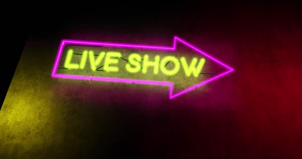 Live Show Sign Neon Text Nightclub Music Bar Jazz Klub — Stock video