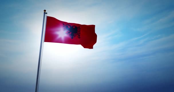 Drapeau Albanais Agitant Représente Peuple République Albanie Célébration Indépendance Patriotisme — Video