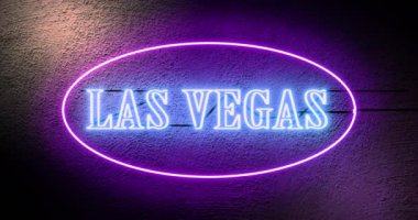 Las Vegas neon tabelaları Amerika 'da kumar ve turizm için kumarhane olduğunu gösteriyor. Aydınlatılmış ilan panosu oyun ve gece hayatını gösteriyor - 4K