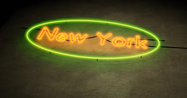 New York Neon Teken Toont Manhattan Nyc Usa Big Apple — Stockvideo