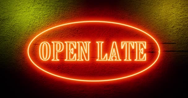 Open Late Sign Shows Hour Store Always Open Clock Help — Stock Video